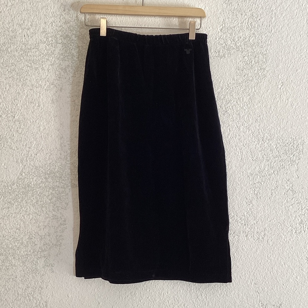 SONIA RYKIEL Vintage Black Velvet Midi Skirt Size Medium